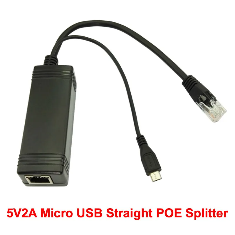 DC5V 2A Micro USB straight connector POE Splitter 38V-56V to 5V output 100M Active Adaptive cctv accessories | Безопасность и