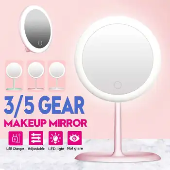 

Makeup Backlit Mirror Light With Natural Warm White LED Daylight Vanity Mirror Detachable Base 5 Modes Stepless Dimming 2400mAh