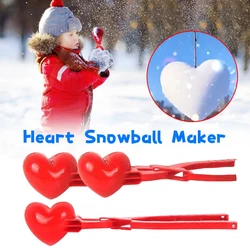 Large Double Love Heart Shape Snowball Maker Clip Mold Plastic Snow Sand Ball Making Mould Clamp Winter Kid Outdoor Toy