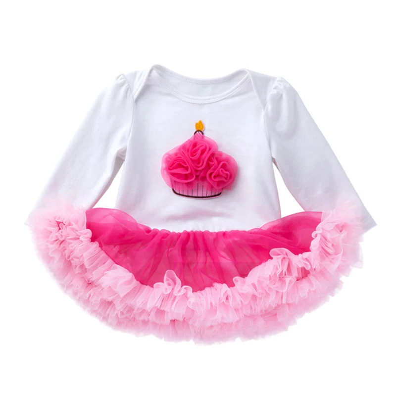 Girl Dress Bodysuits Cotton Autumn Spring Tutu Clothing Infant Bebes Jumpsuit Party 1 Birthday Cake Bubble Fashion Baby Clothes    