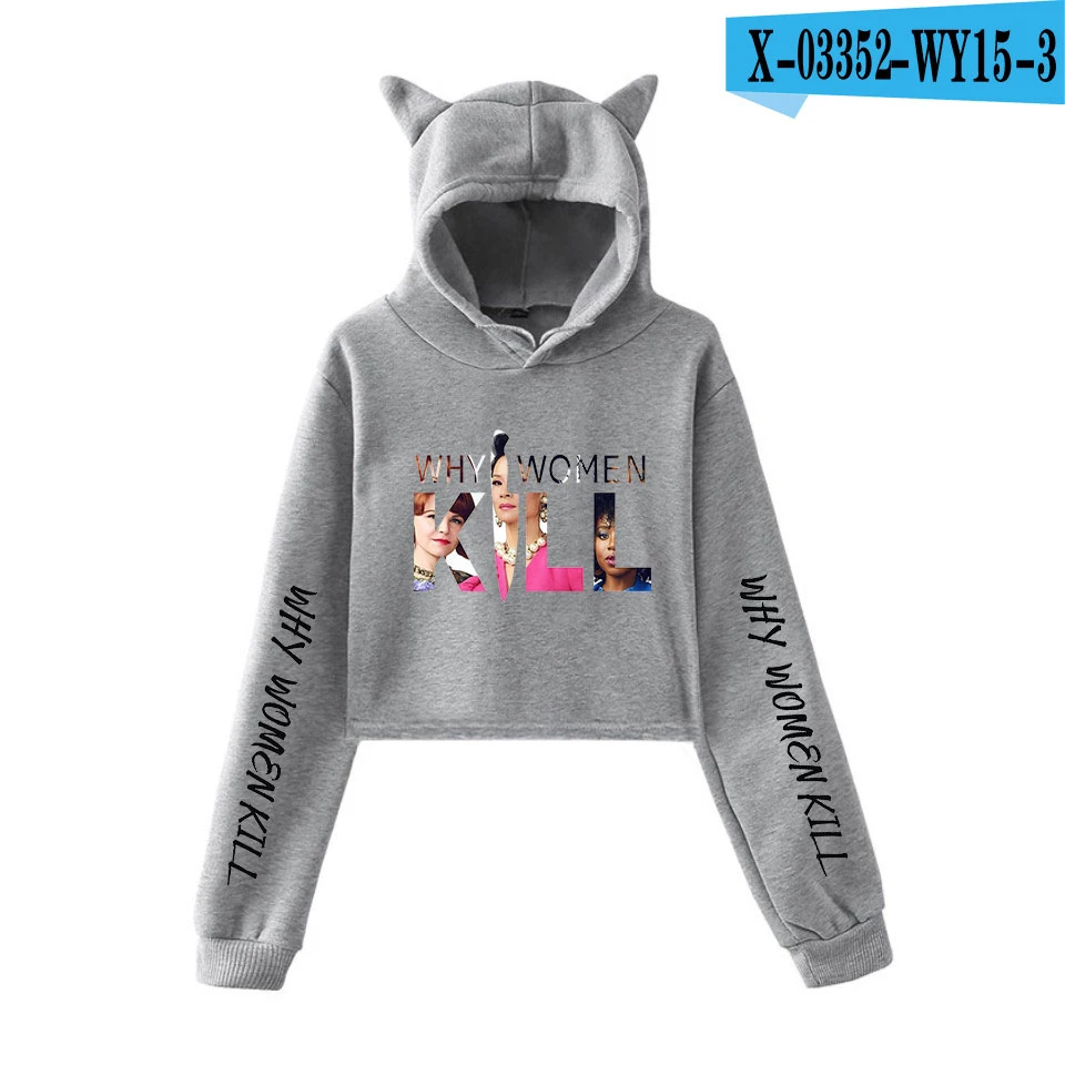 Dodelijke womanWomens Herfst толстовки Толстовка Koreaanse Stijl Kat oren Lange Mouw Trui укороченный Топ Толстовка - Цвет: WY15-3