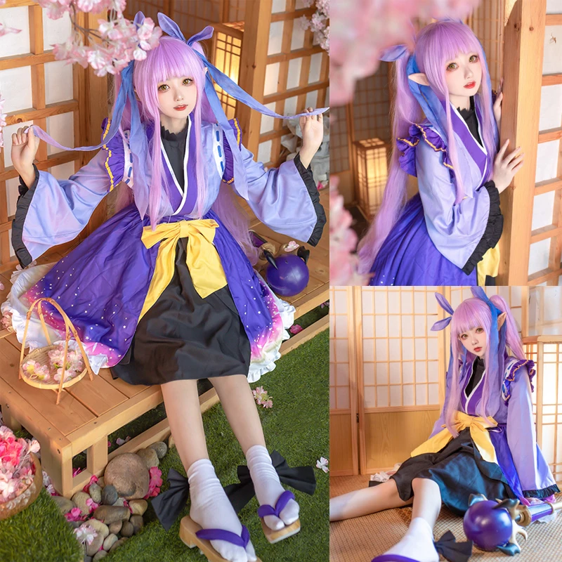 

2021 Anime Re:Dive Princess Connect! Hikawa Kyoka Cosplay Costume Lolita Kimono Dress Party Uniform Full Set Halloween Outfit