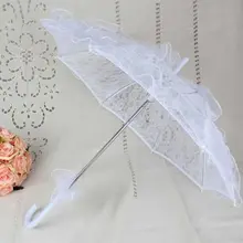 Lace Umbrella Parasol Bridal-Manual Wedding Fleur Opening Ruffles-Trim Romantic Western-Style