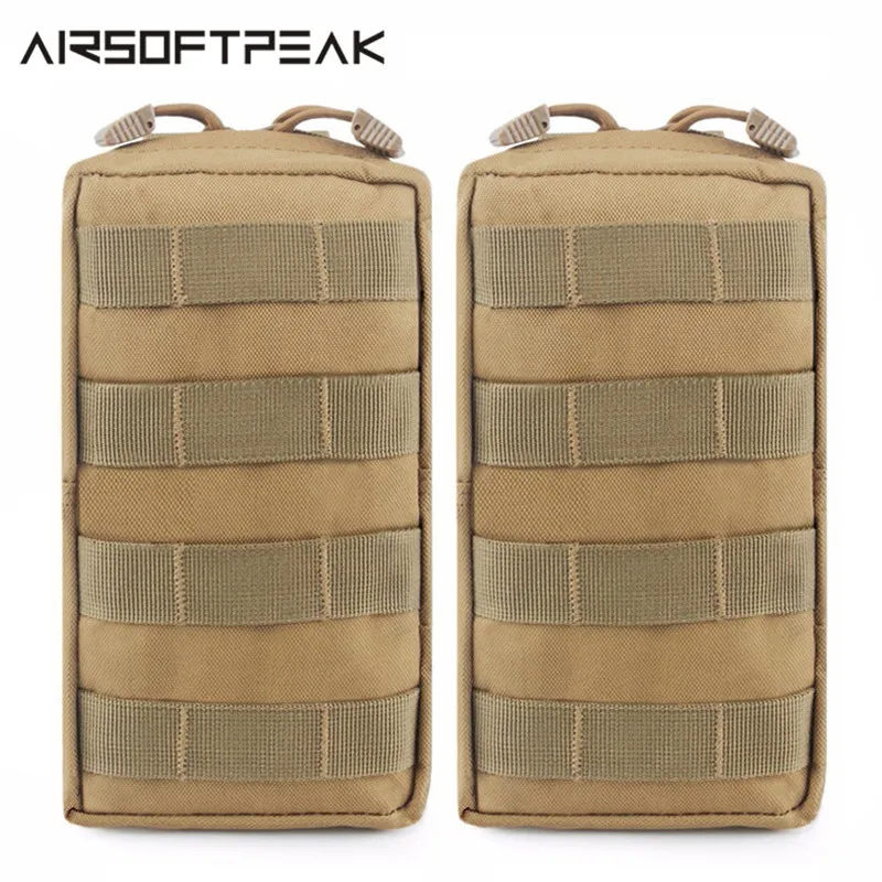 Airsoftpack 2Pcs Molle Pouch Hunting Bags Belt Waist Bag Military Tactical Pack Outdoor Pouches Case Pocket Camo Storage Bag