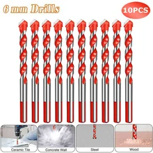 

10pcs 6mm Multifunction Triangle Twist Electric Drill Bit For Ceramic Wood Tile Punching Hole Opener Woodworking Power Tool