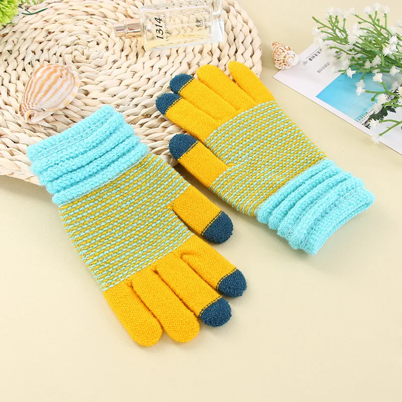 Women's Cashmere Knitted Winter Gloves Touch Screen Skiing