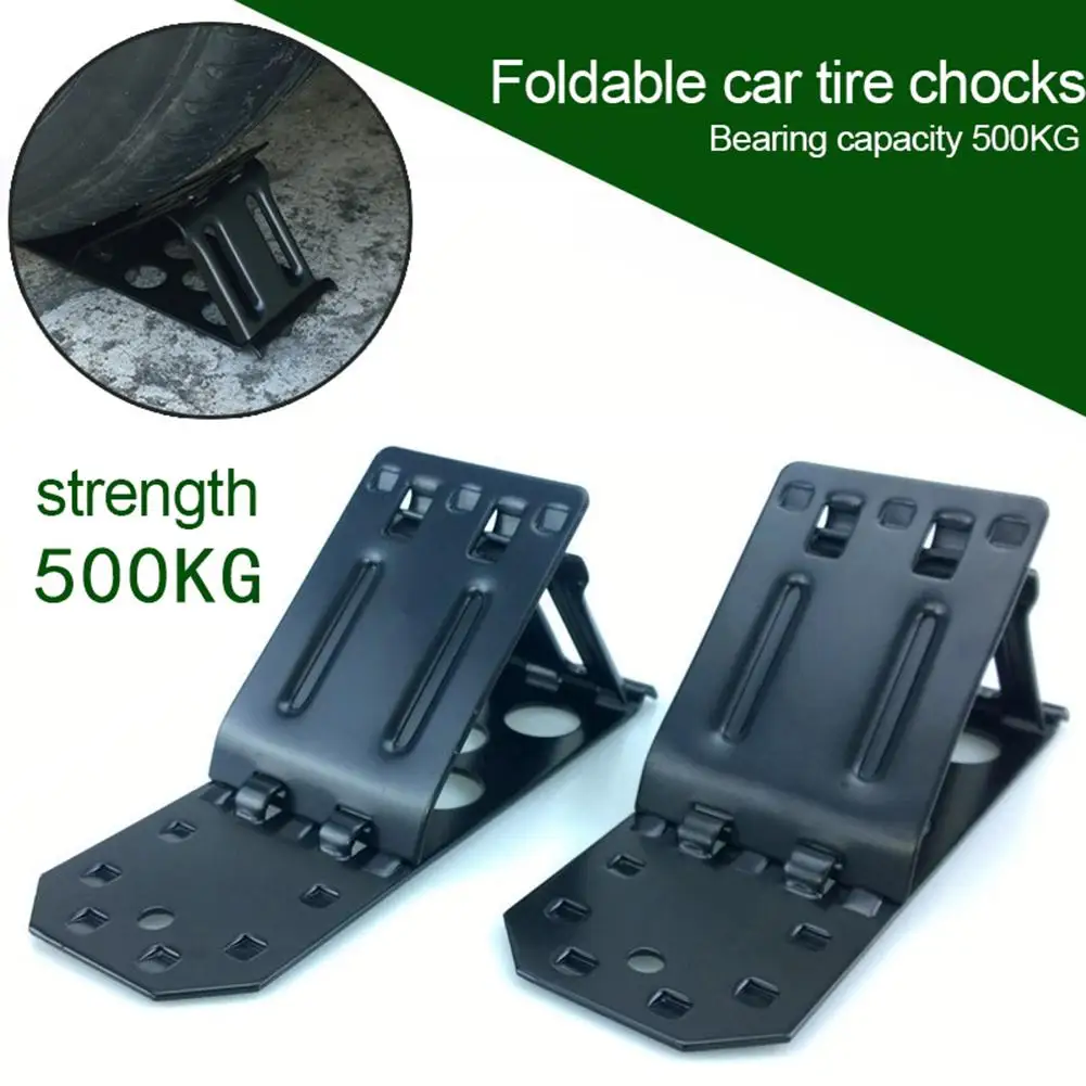 

2PCS Car Wheel Chock Portable Foldable Wheel Ramp Block Slope Triangle Anti-skid Stop Fixed Tires