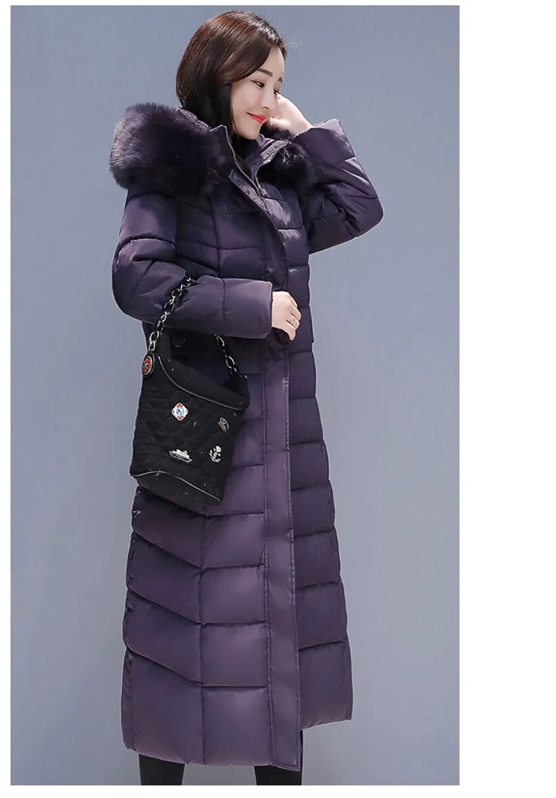 Зимняя куртка женское платье для среднего возраста плюс размер 5XL 6XL Thicke теплый пуховик хлопковая куртка с капюшоном Длинная Верхняя одежда женское базовое пальто