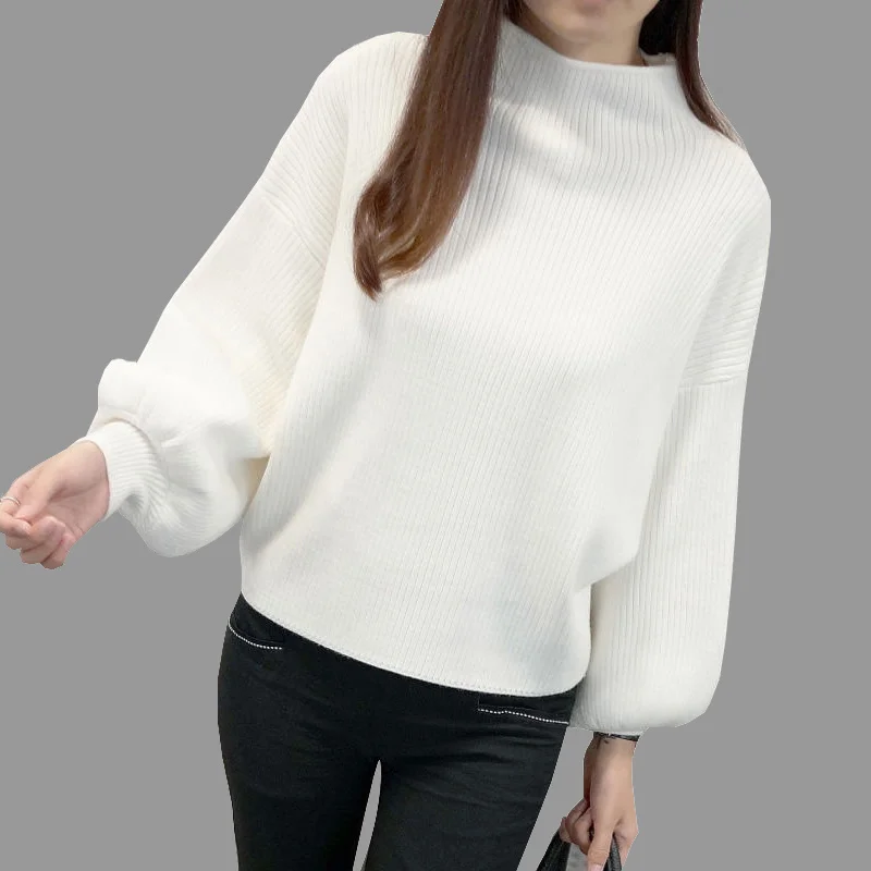 

2019 New Winter Autumn Women Sweaters Fashion Turtleneck Batwing Sleeve Pullovers Loose Knitted Sweaters Female Jumper Tops