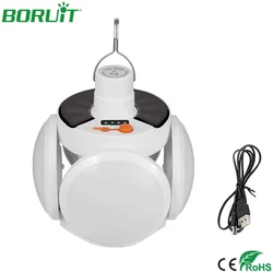 BORUiT – lampe solaire à 45 LED, boule pliante, éclairage d'urgence, Rechargeable, pour maison, jardin, extérieur, AC85 265V 