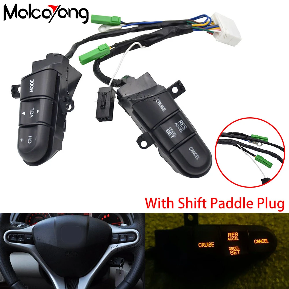 

Car Steering Wheel Audio Control Switch For Honda 08-13 Fit 09-14 City 06-11 Civic Cruise Switch With Orange Light Shift Paddle