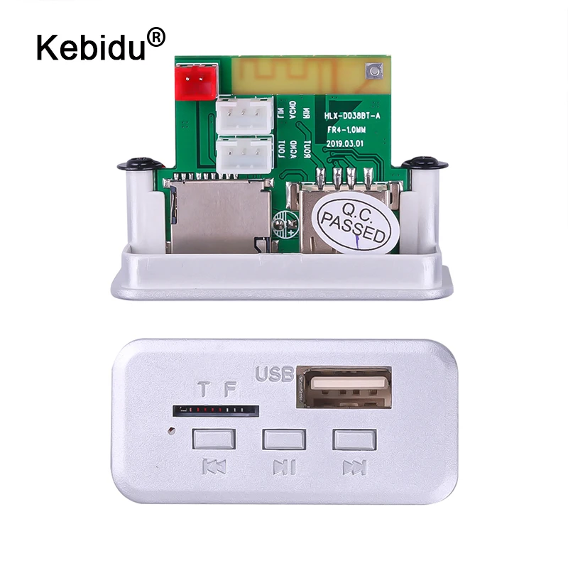 

kebidu Hands-free Bluetooth 5.0 MP3 Player Decoder Board 12V Car FM Radio Module Support FM TF USB AUX Audio Wireless