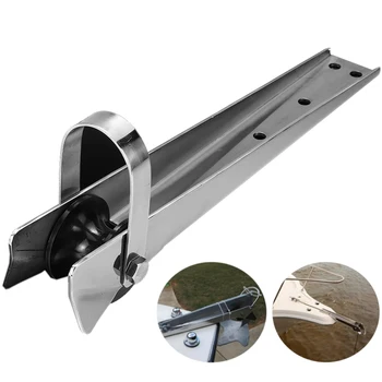 

Hot Stainless Steel Fixed Marine Boat Bow Roller Sliver Sturdy Durable Yacht Accessories Easy To Use Universal Stand Rubber Roll