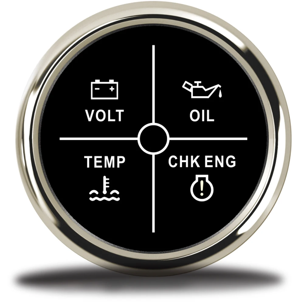 52 мм Универсальный 4 светодиодный датчик сигнализации с вольтовым давлением масла Температура воды CHK ENG сигнализация двигателя подходит для морской лодки автомобиля 9~ 32 В индикатор