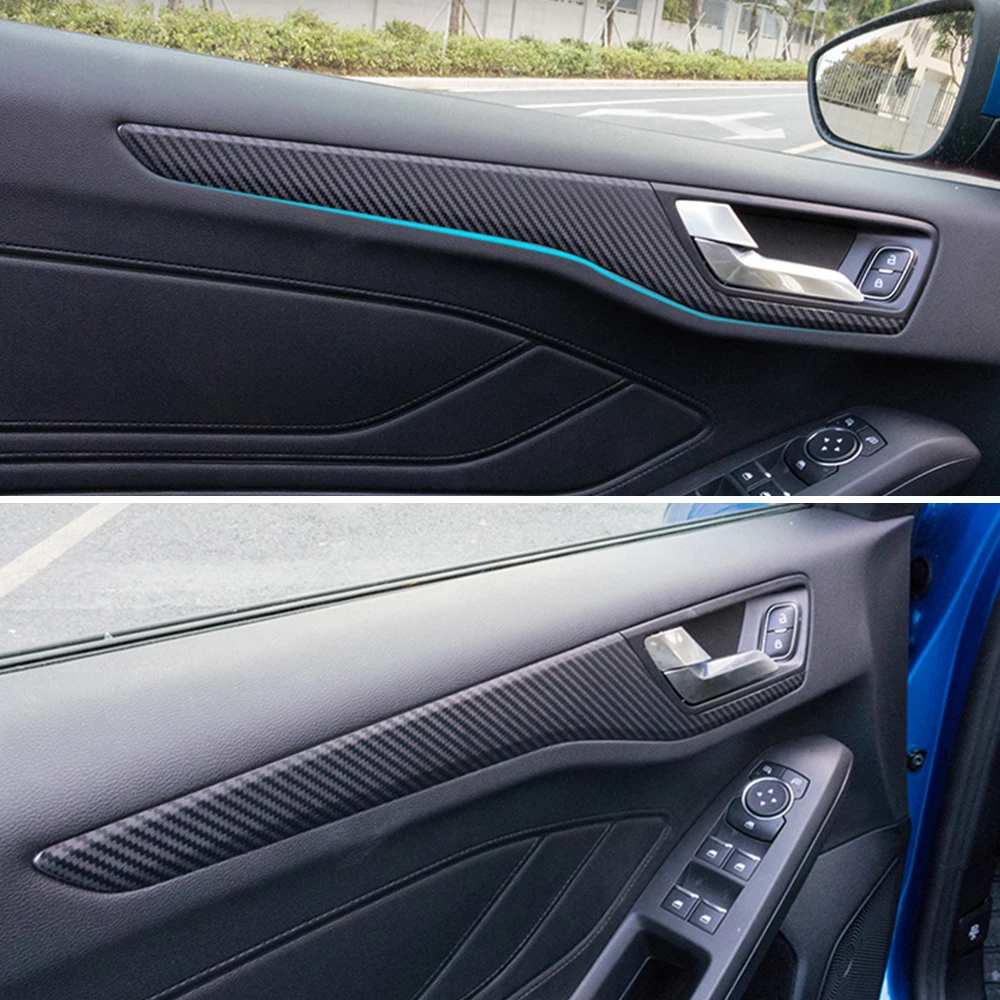 4pcs Carbon Fiber Car Styling Inner Door Decoration Sticker Frame Moulding Cover Trim For Ford Focus Interior Accessories