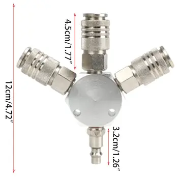 

3-Way Quick Connector 1/4'' Quick Coupler Air Hose Coupling Pneumatic Tools P0RE