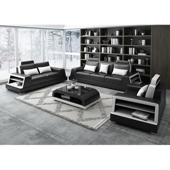 

New arrival brown leather sofa modern sofa with bluetooth music player USB charge