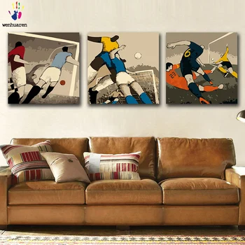 

DIY colorings pictures by numbers with colors Boys playing football picture drawing painting by numbers framed