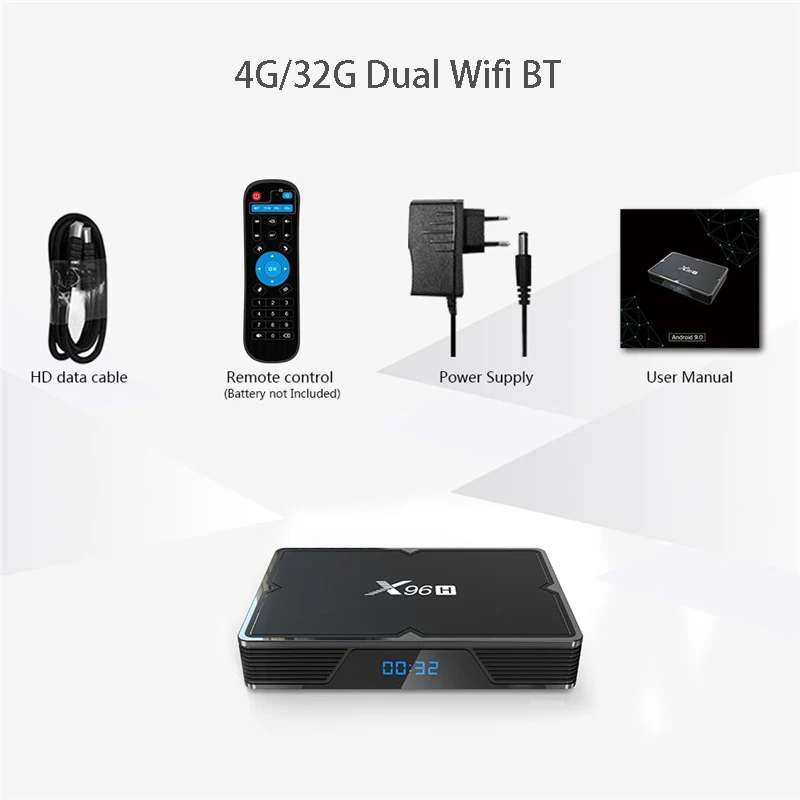 X96H Smart tv Box Android 9,0 16 ГБ 32 ГБ 64 Гб WiFi Bluetooth Google Play Smart Android медиасервер телеприставка - Цвет: 32G Dual Wifi BT