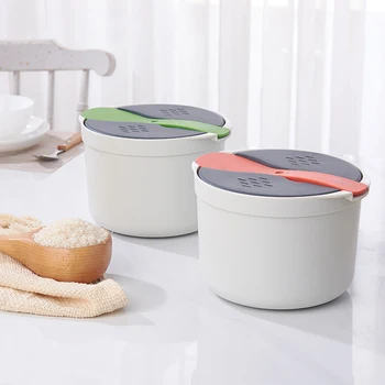

2L Microwave Steaming Cooker Double-layer Hot Soup Cooking Box Portable Picnic Food Container Box 18.5*18.5*13cm