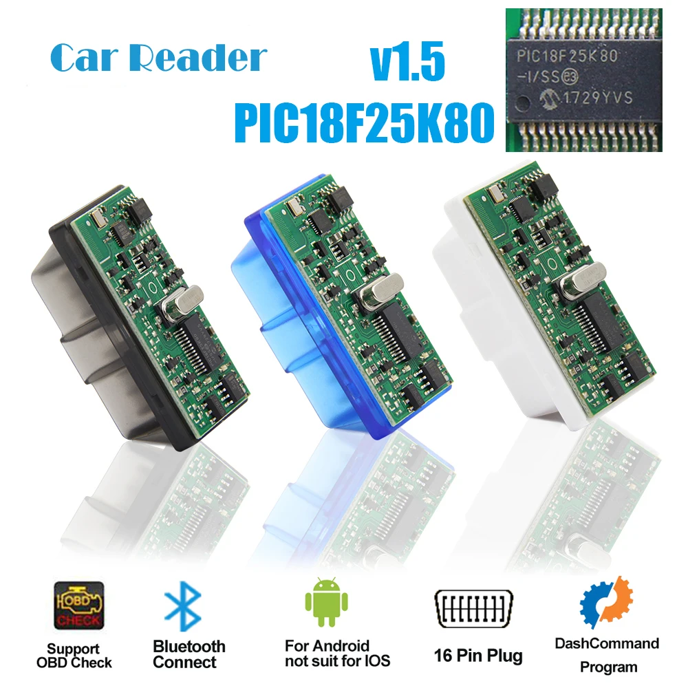 Мини-сканер ELM327 V1.5 PIC18F25K80 OBD2 elm 327 v 1 5 Автомобильный сканер с поддержкой J1850 |