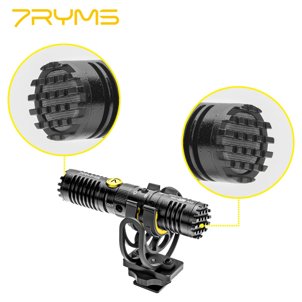 New 7RYMS MinBo M2 Shotgun Microphone Two-way Cardioid Condenser Mic TRS 3.5MM for DSLR Camera Smartphone Vlog Vidoe Microfone |