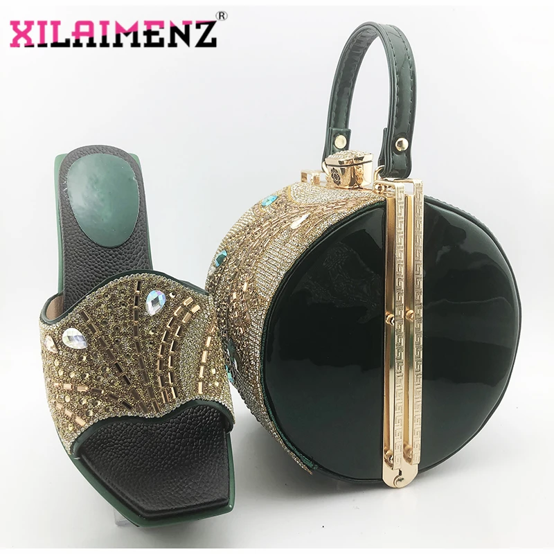 Latest New Dark Green Matching Shoes and Bag Set In Heels for Italian Party Nigerian | Обувь