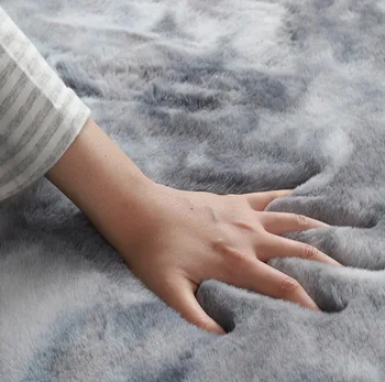 

Imitation Wool Tie Dyed Rabbit Hair Carpet Living Room Bedroom Bed Full of Washed Floor Mat Household Simple Solid Color Carpet