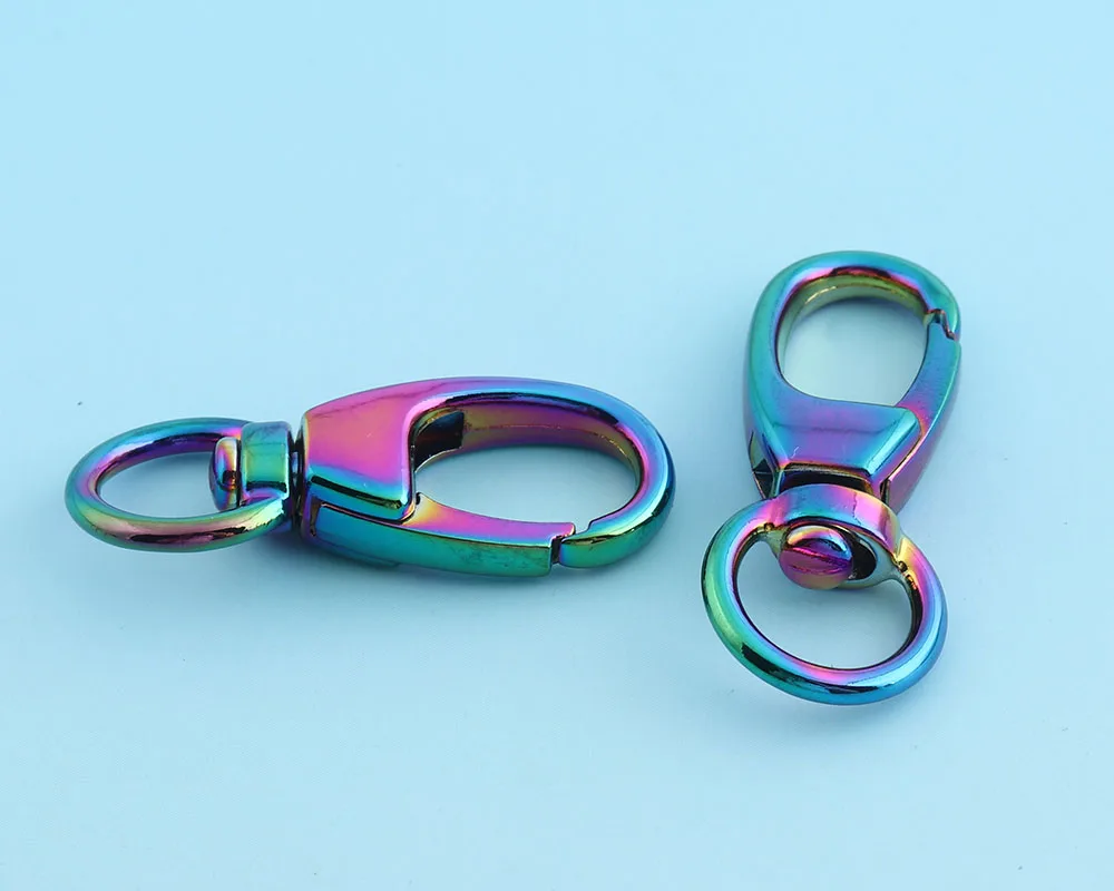 8pcs 40mm Rainbow Swivel Clasp Snap Hook Metal Lobster Clasp Lanyard