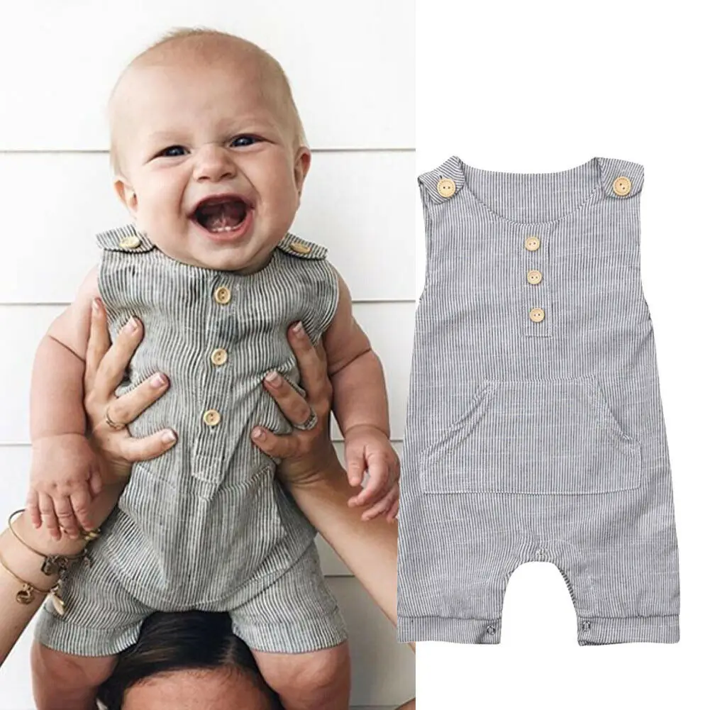 Toddler Kids Baby Boy Girl Sleeveless Romper Bodysuit Overalls Clothes Outfits 