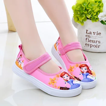 

Girls Canvas Shoes Spring & Autumn Breathable Children Casual Sports Shoes Fashion Cartoon For Princess Kids Sneakers Size 25-36