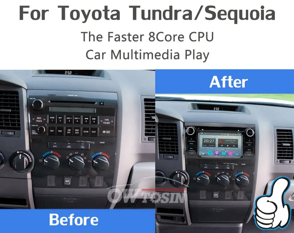 Cheap 5 USB Port Android 9.0 PX6/Octa Core Car DVD Player For Toyota Tundra Sequoia 2010 2011 2012 2013 2014 Car Radio GPS DSP 7