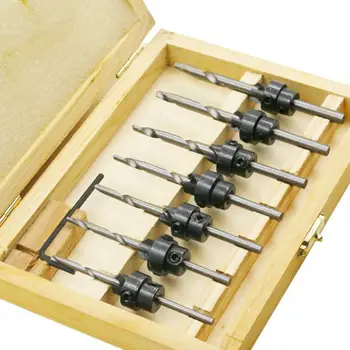 

22pcs Tapered Drill Bits Tapered Wood Drill Countersink Drill Bit Set Stop Collars Hex Key Wood Hole DIY Countersunk