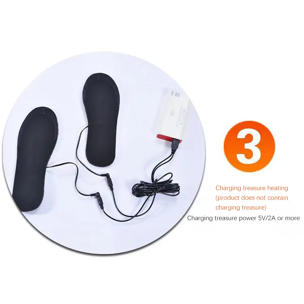 USB Chargeable Electric Heated Shoe Insoles Warm Sock Feet Heater Outdoor Skiing Foot Winter Warmer Pad Sports Accessorices