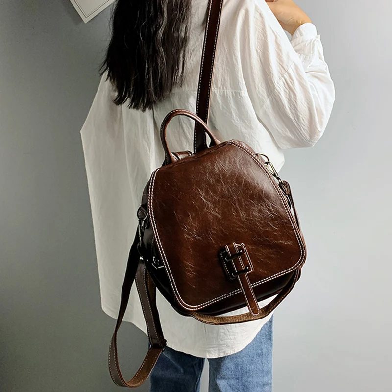 

Vintage Backpack Female Pu Leather Women's Backpack Fashion School Bag Backpacks for Teenger Girl Leisure Shoulder Bag Mochila