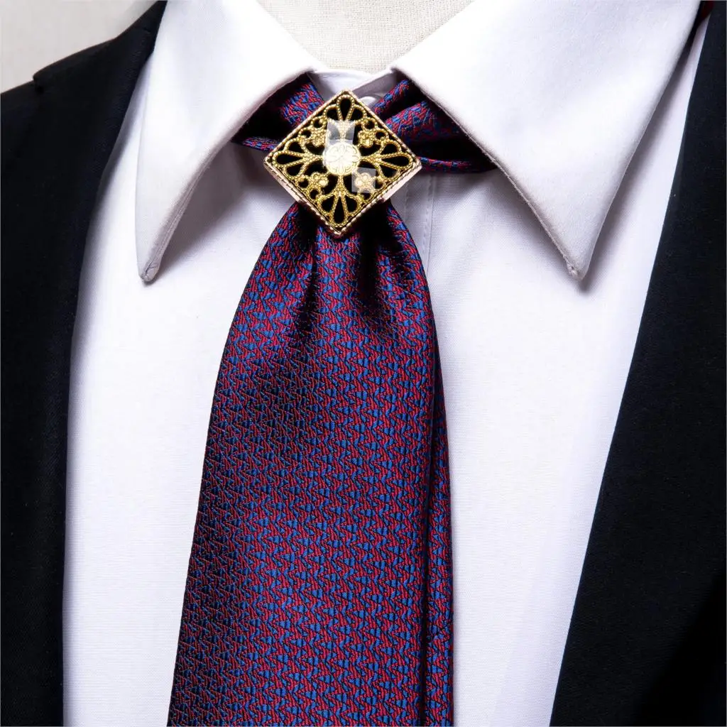 comprend une cravate un mouchoir et des boutons de manchette Hi-Tie Ensemble 3 pièces en soie ornées d’un motif à carreaux pour homme 