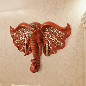 

Fashion Elephant Head Sculpture Wall Hanging Wild African Animal Statue Art and Craft Ornament for Home Pub Office Decor A824