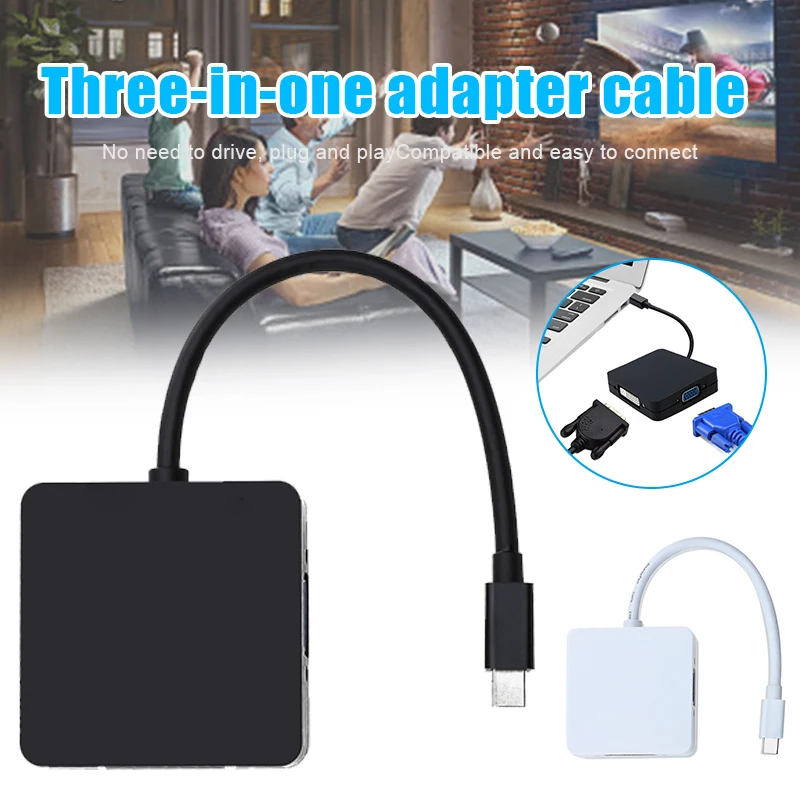 Дисплей порт VGA HDMI DVI кабель 3 в 1 адаптер конвертер для компьютера проектор PUO88