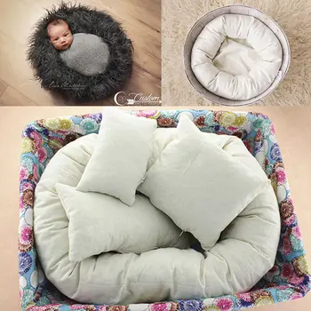 

4Pcs Baby Pillows Newborn Photography Pillow Basket Filler Wheat Donut Posing Photo Prop /BY