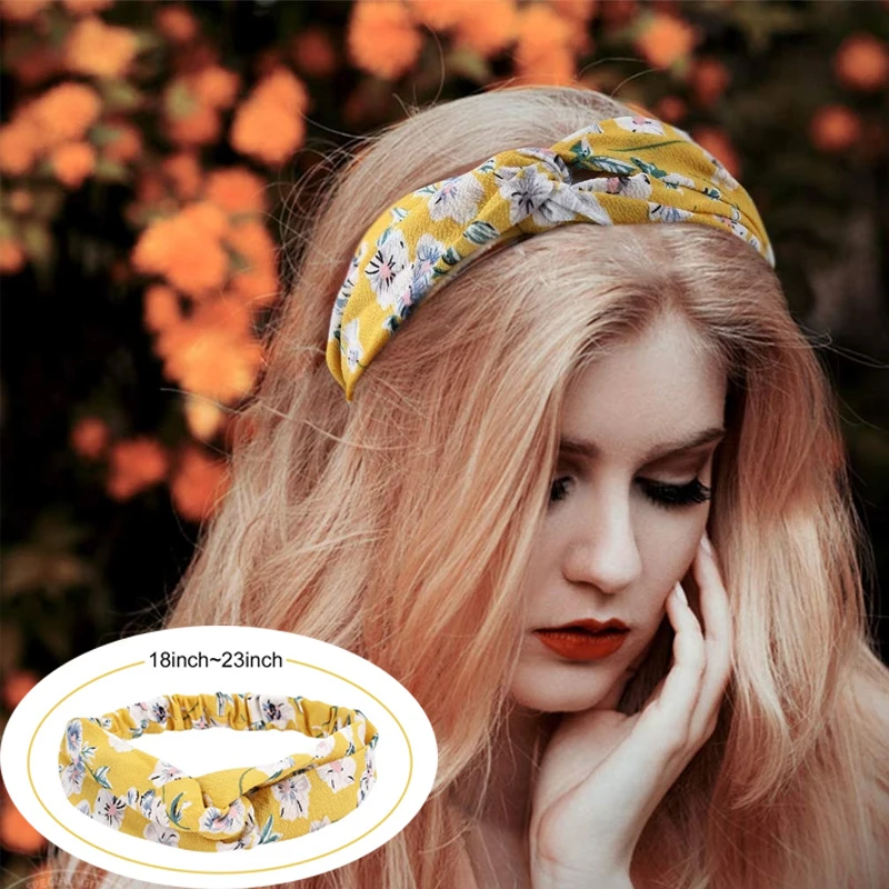 Women Girls Summer Bohemian Hair Bands Print Headbands Vintage Cross Turban Bandage Bandanas HairBands dress Hair Accessories