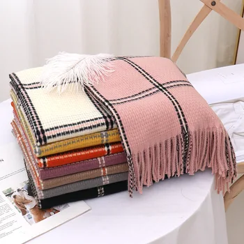 

New Plaid Scarf British style thickened cashmere scarf fashionable warm tassel shawl
