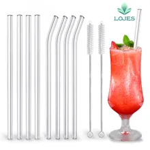 4Pcs Glass Straws Reusable Drinking Glass Tube Eco-friendly With Cleaning Brush Events Party Favors Supplies