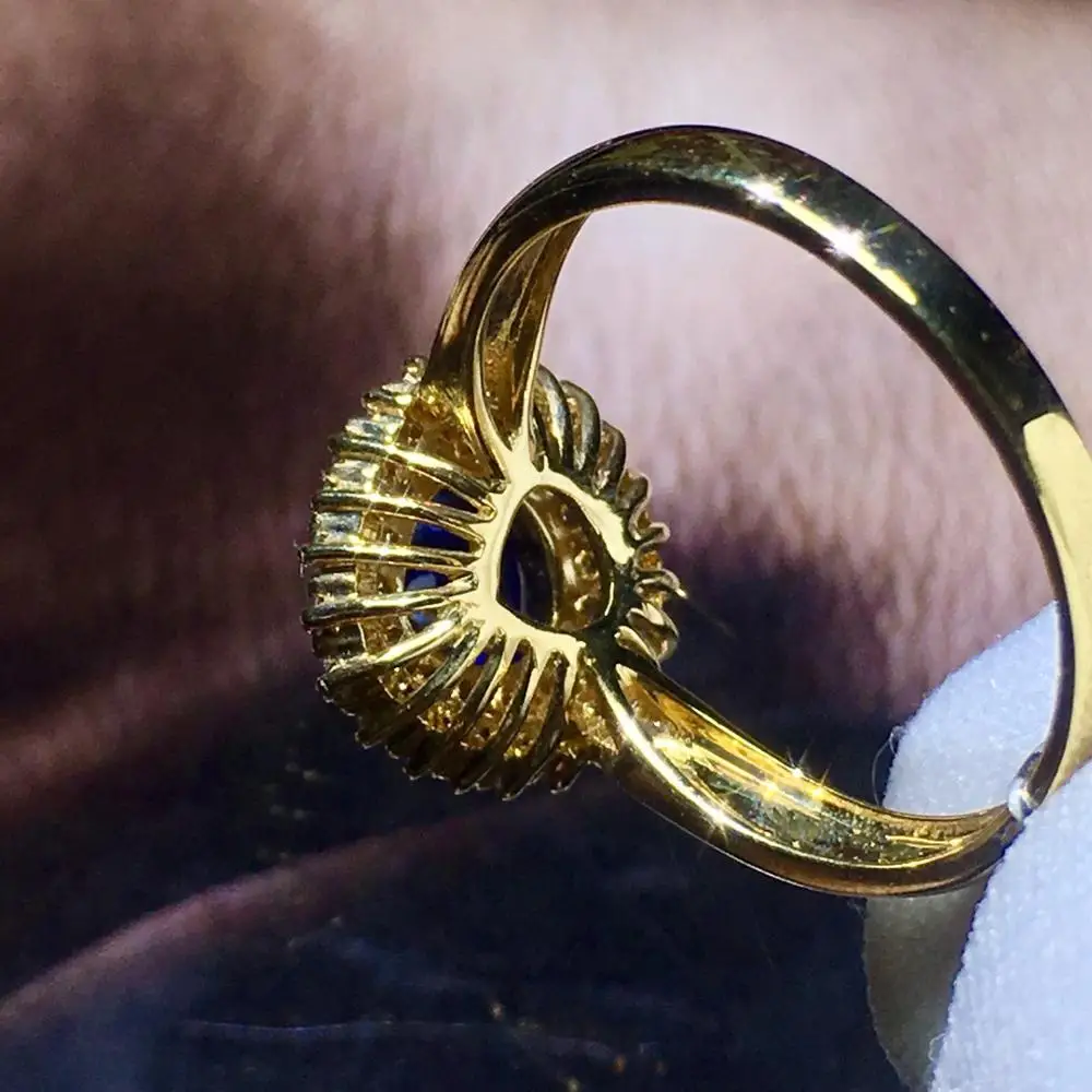 819 настоящие хорошие драгоценности 18K натуральный 1.23ct Королевский драгоценный камень, синий сапфир 18k золото бриллианты камень женское кольцо для женские кольца