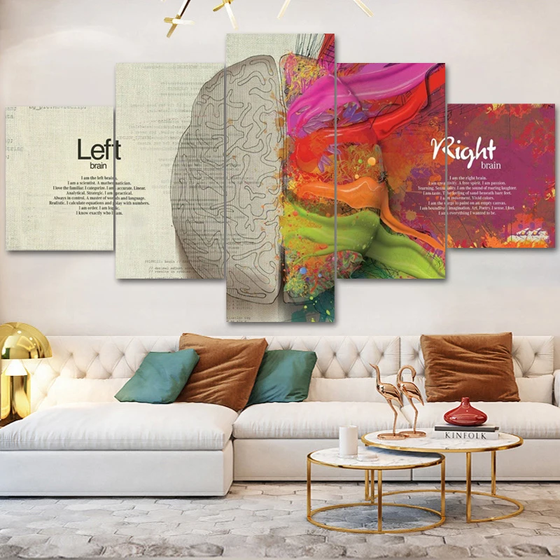 

Abstract left and right brain 5 pcs Modern Home Wall Decor Canvas Picture Art HD Print Painting On Canvas for Living Room