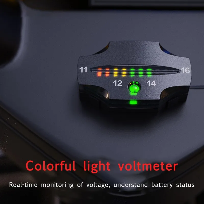 

12V LED Tricolor Indicator Light Digital Panel Voltmeter Electric Voltage Meter Volt Tester for Auto Battery Car Motorcycle Ship