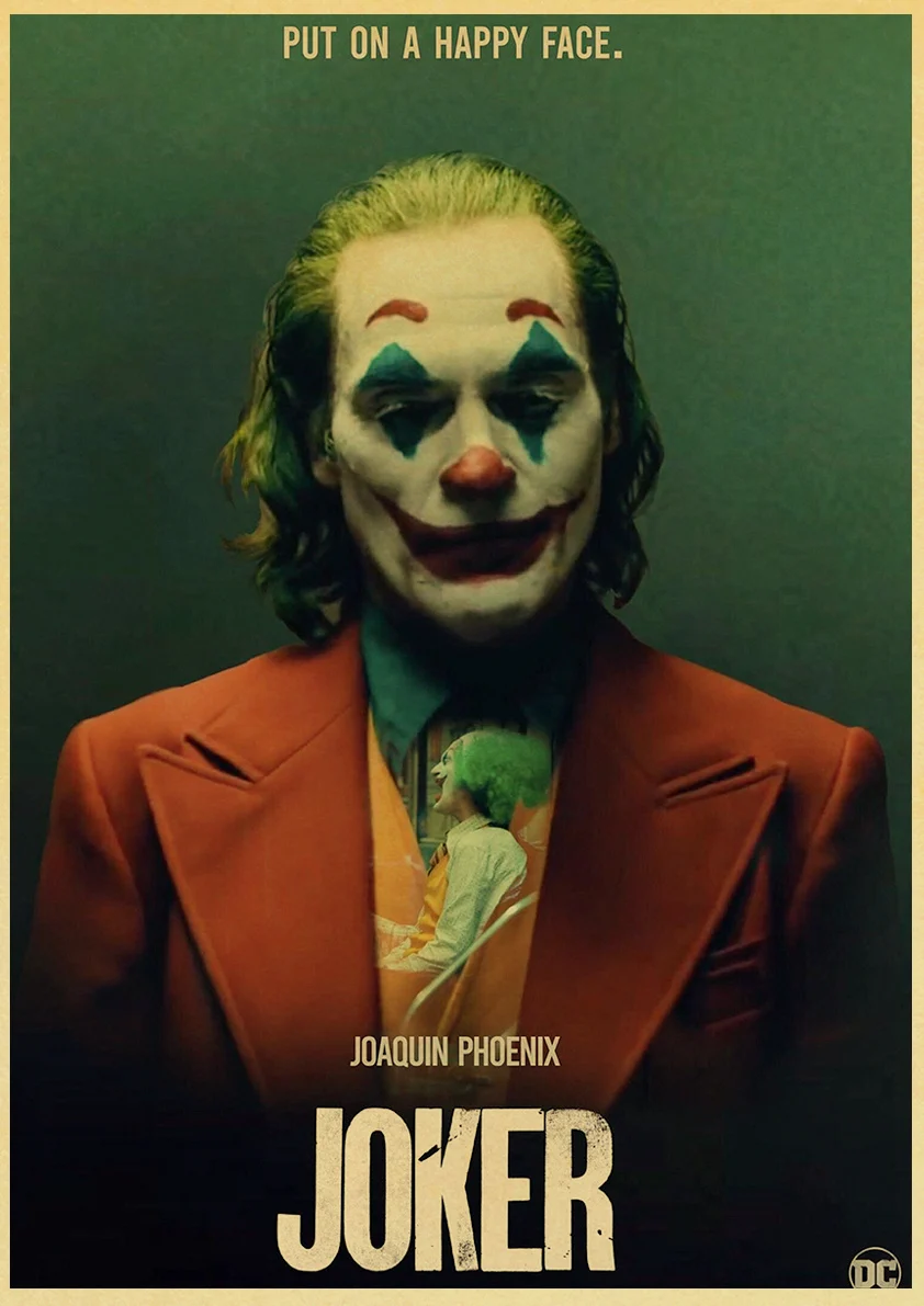 E162 Joaquin Феникс Джокер DC фильмы-Комиксы настенная живопись печать на кофе ретро плакаты картинки Хэллоуин домашний декор - Цвет: E162
