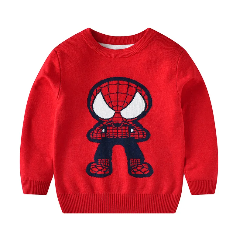 Новые детские свитера на осень и зиму свитер для мальчиков с человеком-пауком и Суперменом детский пуловер вязаные топы для маленьких мальчиков, пальто, одежда - Цвет: As Pictured
