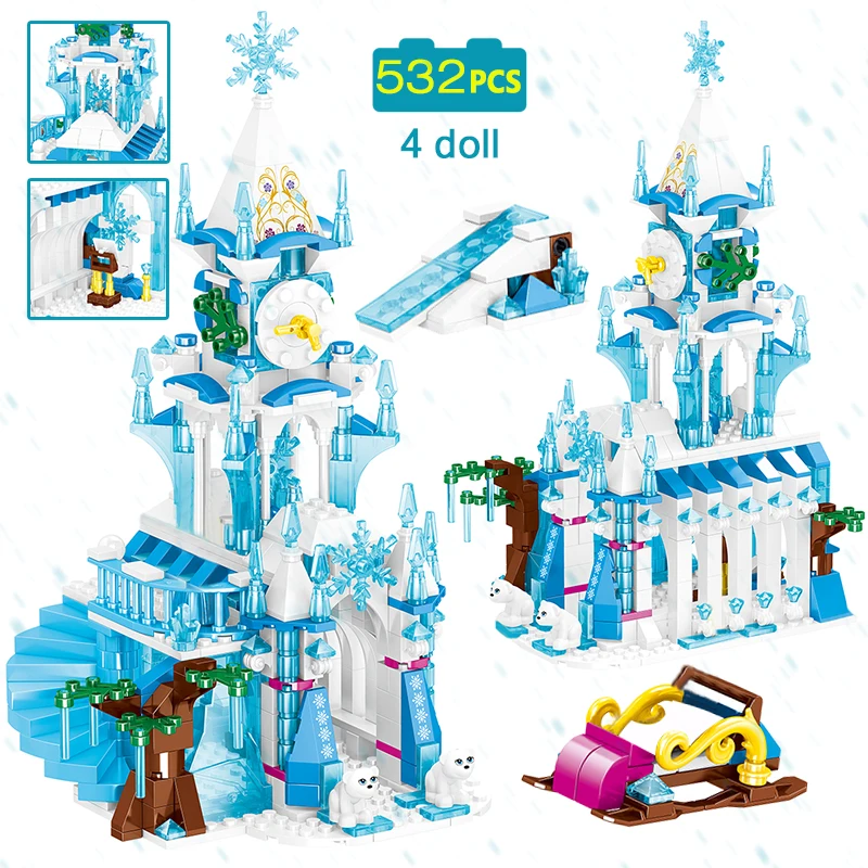 

532pcs Astronomical Bell Tower Snow World Series Ice Castle Building Blocks Compatible with Legoinglys Girls Friends Bricks Toys