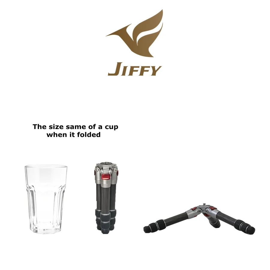 

JIFFY JF-PMI Carbon Fiber Travel Portable Compact Desktop Mini Tripod Load 5.6kg for DSLR Camera, Video Camcorder