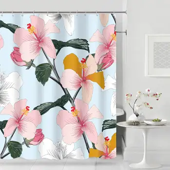 

MTMETY Shower Curtain Green Leaves Cartoon Printed Waterproof Shower Curtain Mildew Resistant bath Curtain Home Bathroom Decor